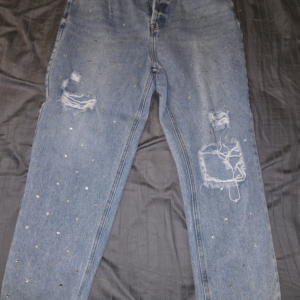 Society Blue Distressed Jeans Overalls